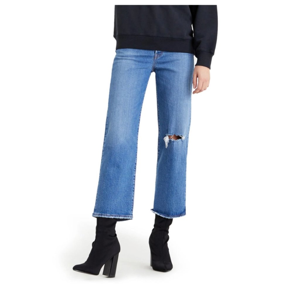 Levi's® Ribcage Ripped High Waist Ankle Straight Leg Jeans (Jive Beats)